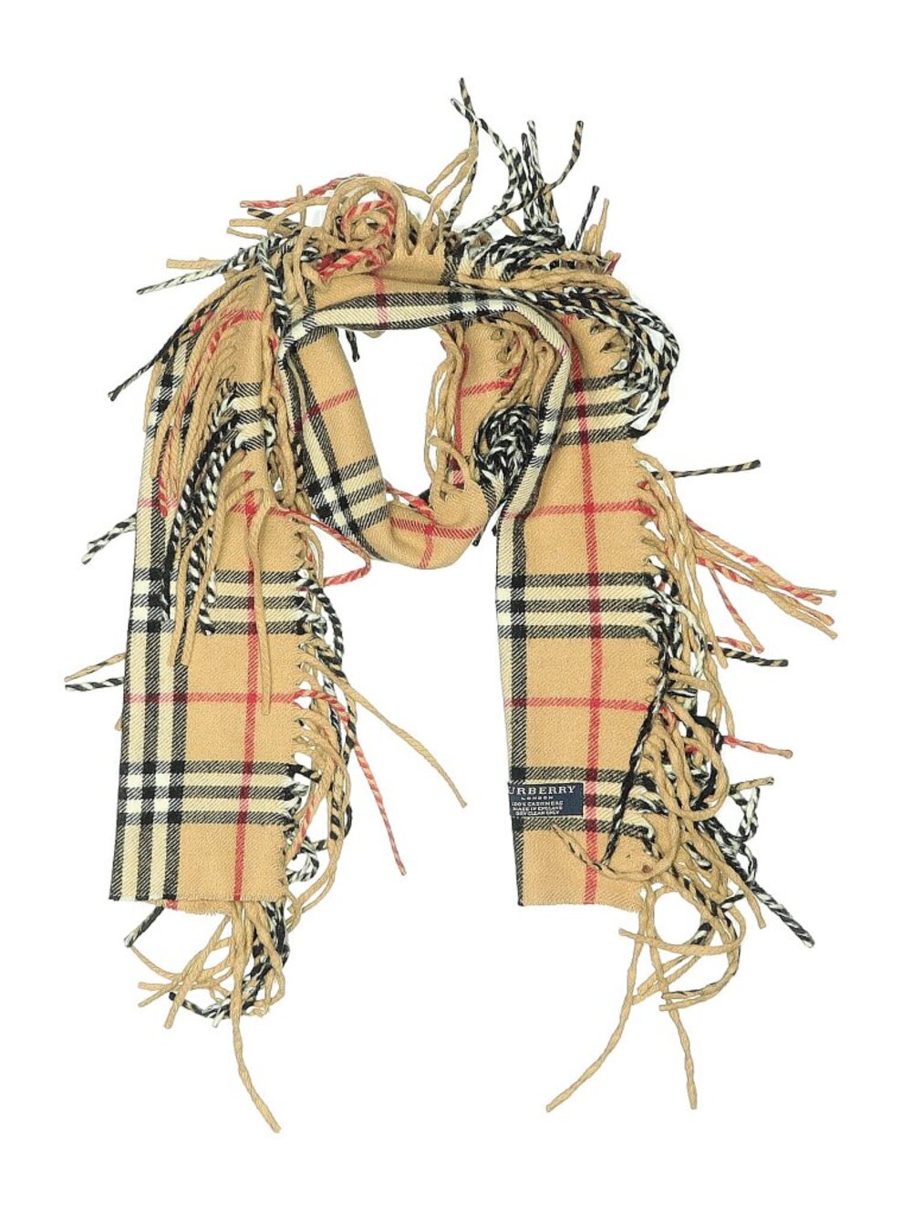 BURBERRY | Vintage Burberry London 100% Cashmere Check Happy Fringe Scarf